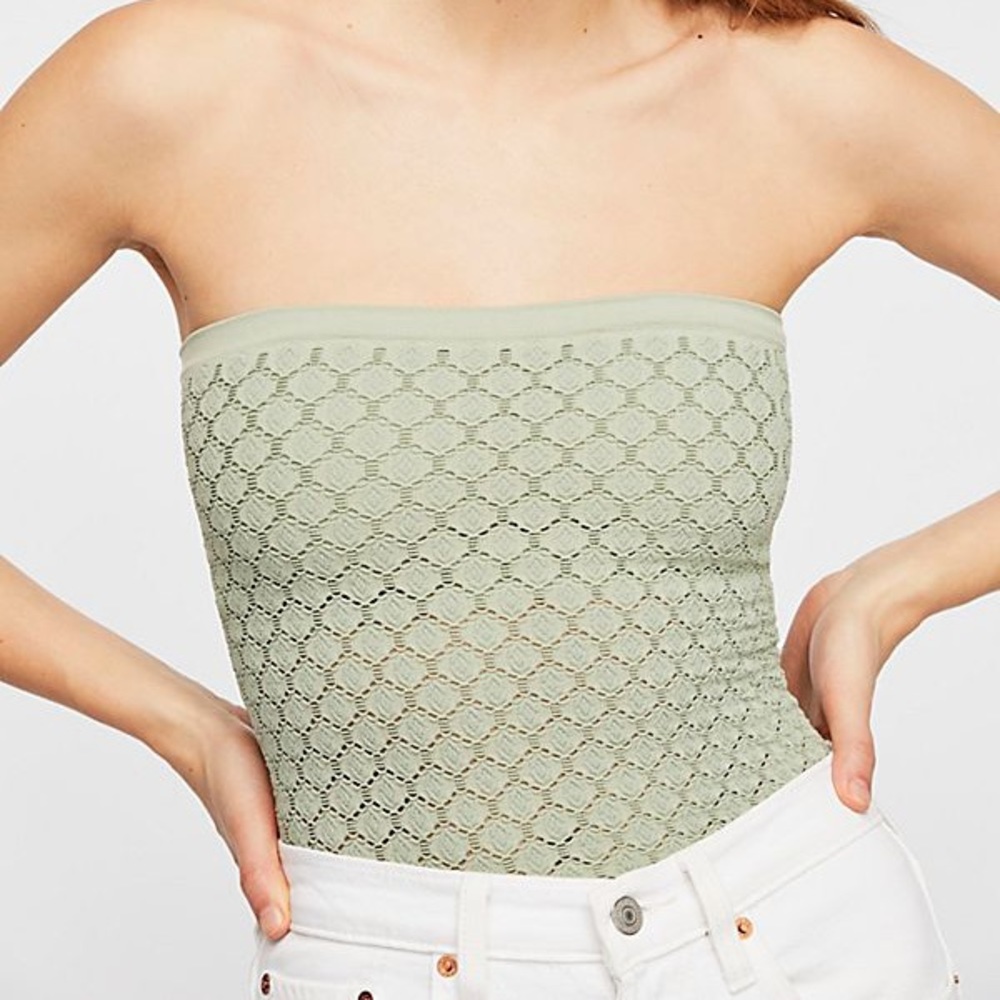 Free People textured tube top in light green